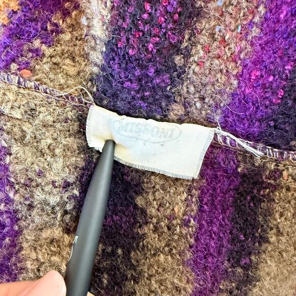 Vintage 80s Missoni Made in Italy Wool Plaid Hooded Toggle Jacket Womens XL Rare - Picture 11 of 12